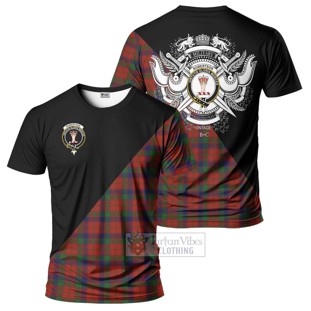 Robertson Tartan T-Shirt with Family Crest and Military Logo Style Kid's Shirt - Tartanvibesclothing Shop