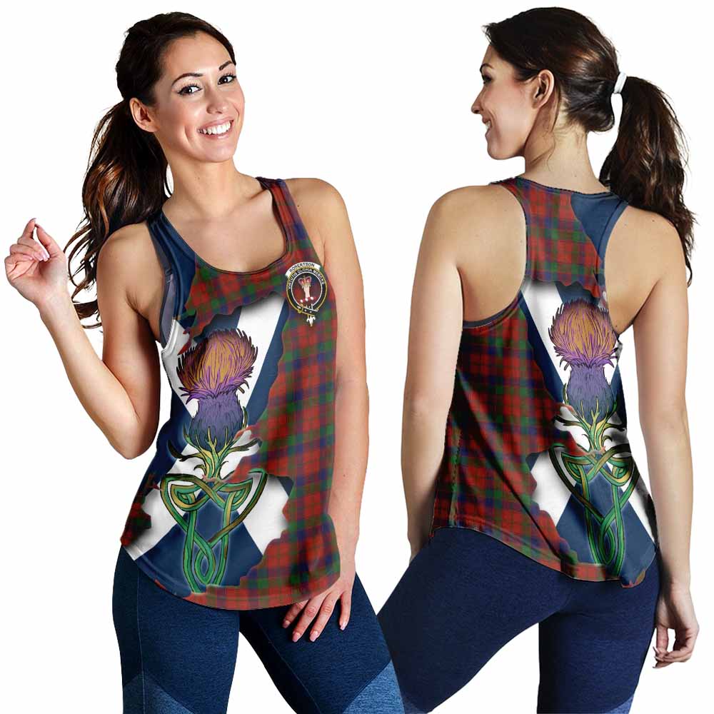Tartan Vibes Clothing Robertson Tartan Family Crest Women's Racerback Tanks Scottish Thistle Celtic Inspired