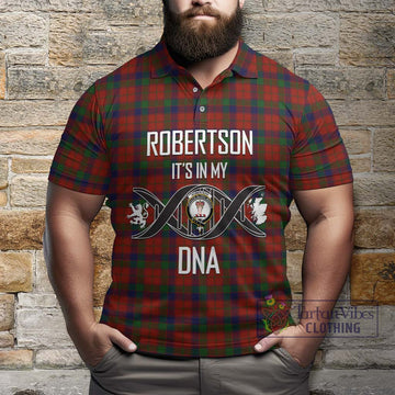 Robertson Tartan Polo Shirt with Family Crest DNA In Me Style