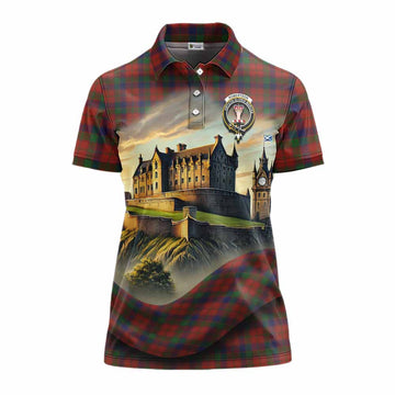 Tartan Vibes Clothing Robertson Tartan Family Crest Women's Polo Shirt with Scottish Ancient Castle Stype