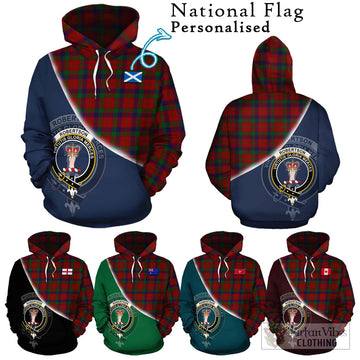 Robertson Tartan Hoodie with Personalised National Flag and Family Crest Half Style Zip Hoodie - Tartanvibesclothing Shop