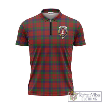 Robertson Tartan Zipper Polo Shirt with Family Crest