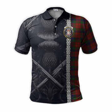 Robertson Tartan Polo Shirt with Family Crest Cross Sword Thistle Celtic Vibes