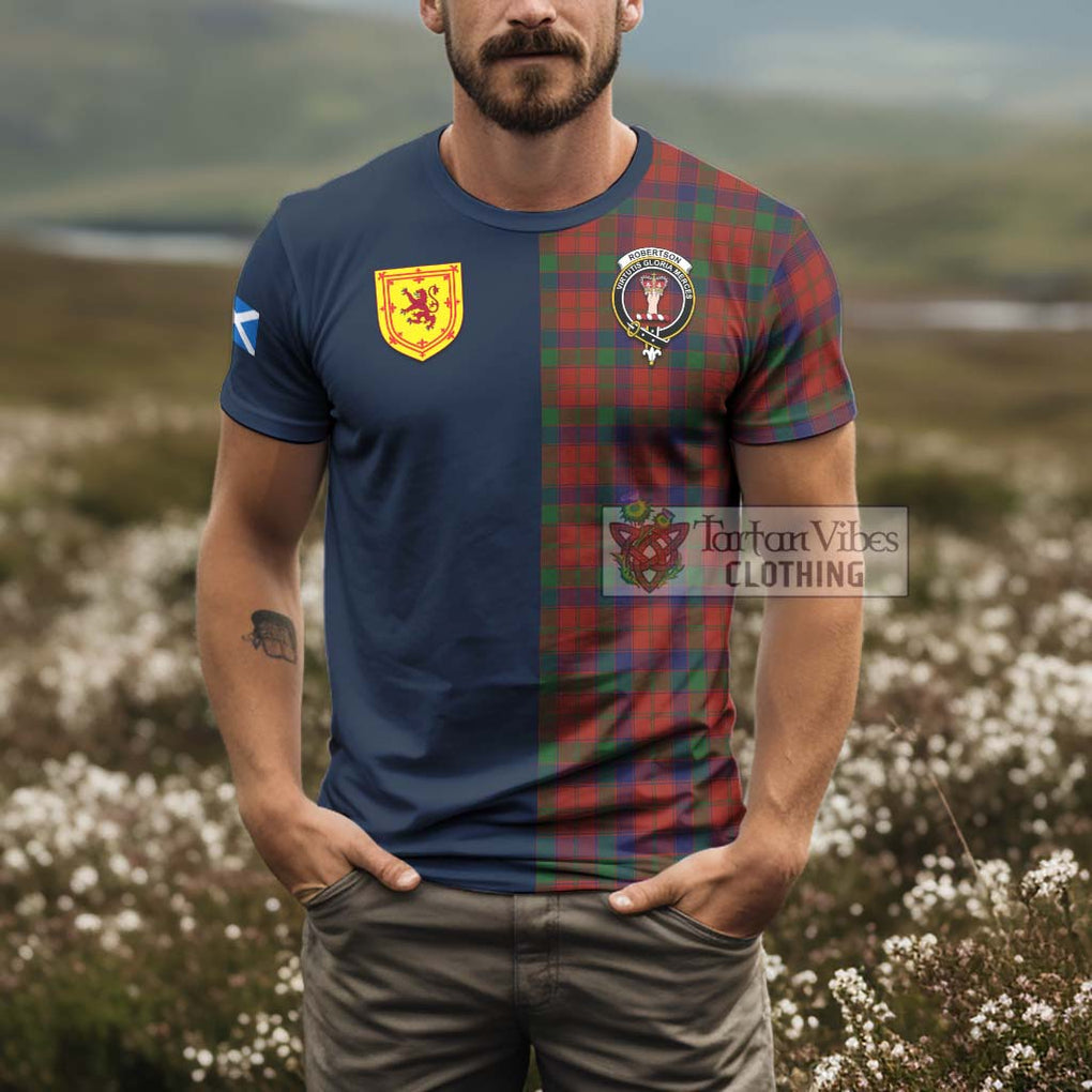 Robertson Tartan T-Shirt Alba with Scottish Lion Royal Arm Half Style - Tartan Vibes Clothing