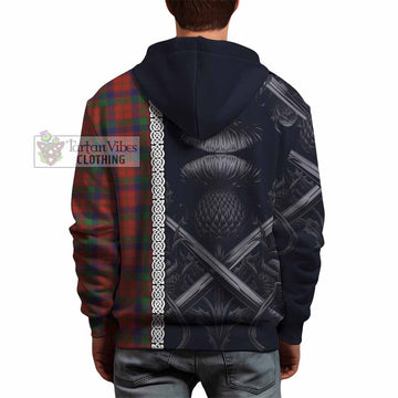 Tartan Vibes Clothing Robertson Tartan Hoodie with Family Crest Cross Sword Thistle Celtic Vibes