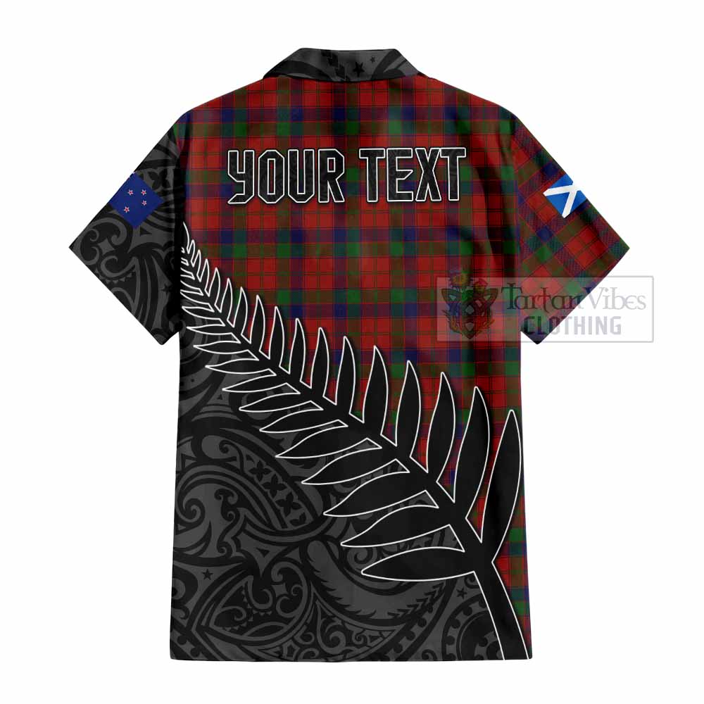 Robertson Crest Tartan Hawaiian Shirt with New Zealand Silver Fern Half Style - Tartan Vibes Clothing
