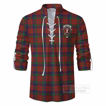 Tartan Vibes Clothing Robertson Tartan Ghillie Kilt Shirt with Family Crest DNA In Me Style