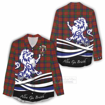 Robertson Tartan Women's Casual Shirt with Alba Gu Brath Regal Lion Emblem