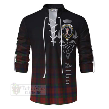 Tartan Vibes Clothing Robertson Tartan Ghillie Kilt Shirt Featuring Alba Gu Brath Family Crest Celtic Inspired