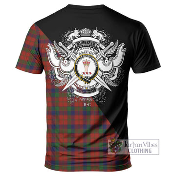 Robertson Tartan T-Shirt with Family Crest and Military Logo Style - Tartanvibesclothing Shop
