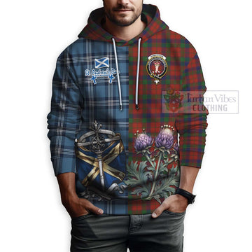 Tartan Vibes Clothing Robertson Tartan Hoodie Happy St. Andrew's Day Half Tartan Style