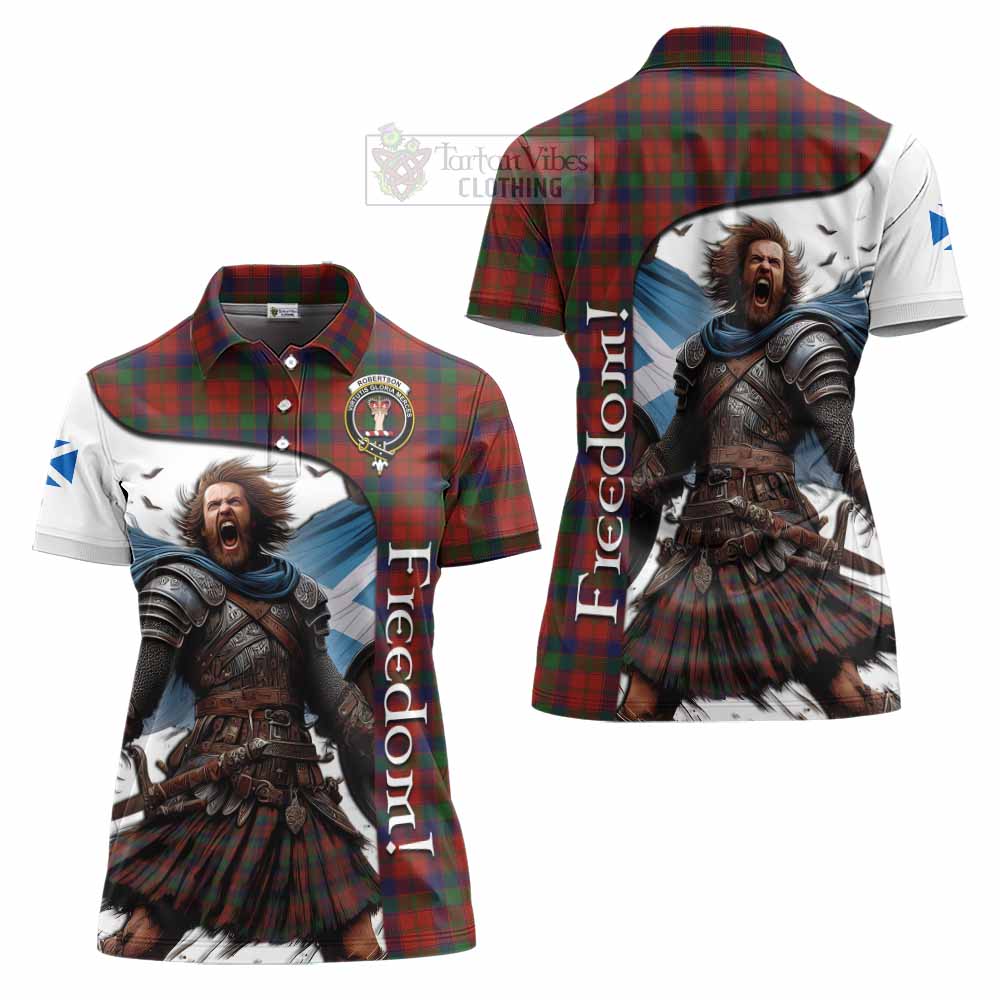 Tartan Vibes Clothing Robertson Crest Tartan Women's Polo Shirt Inspired by the Freedom of Scottish Warrior