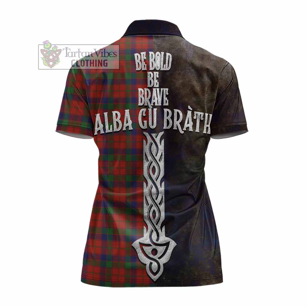 Tartan Vibes Clothing Robertson Tartan Family Crest Women's Polo Shirt Alba Gu Brath Be Brave Lion Ancient Style