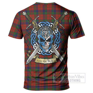 Tartan Vibes Clothing Robertson Tartan T-Shirt with Family Crest Celtic Skull Style