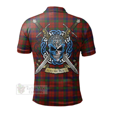 Robertson Tartan Polo Shirt with Family Crest Celtic Skull Style