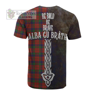 Robertson Tartan Family Crest Cotton T-shirt Alba Gu Brath Be Brave Lion Ancient Style