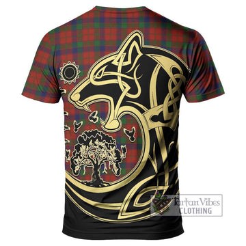 Robertson Tartan T-Shirt with Family Crest Celtic Wolf Style - Tartan Vibes Clothing