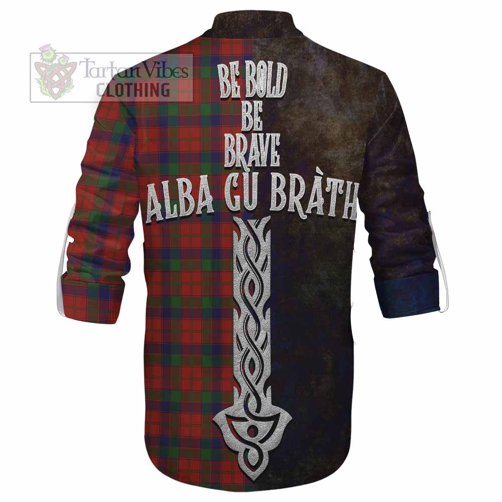 Tartan Vibes Clothing Robertson Tartan Family Crest Ghillie Kilt Shirt Alba Gu Brath Be Brave Lion Ancient Style