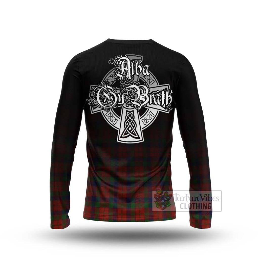 Tartan Vibes Clothing Robertson Tartan Long Sleeve T-Shirt Featuring Alba Gu Brath Family Crest Celtic Inspired