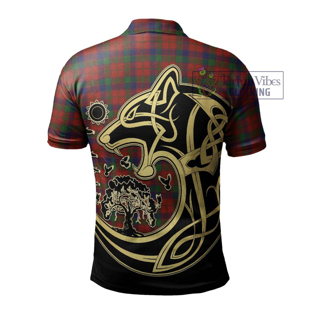 Robertson Tartan Polo Shirt with Family Crest Celtic Wolf Style - Tartanvibesclothing Shop