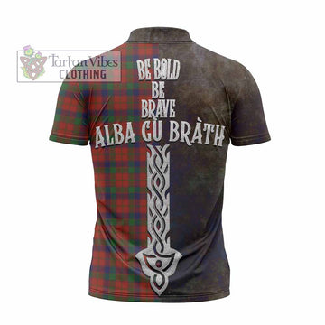 Robertson Tartan Family Crest Zipper Polo Shirt Alba Gu Brath Be Brave Lion Ancient Style
