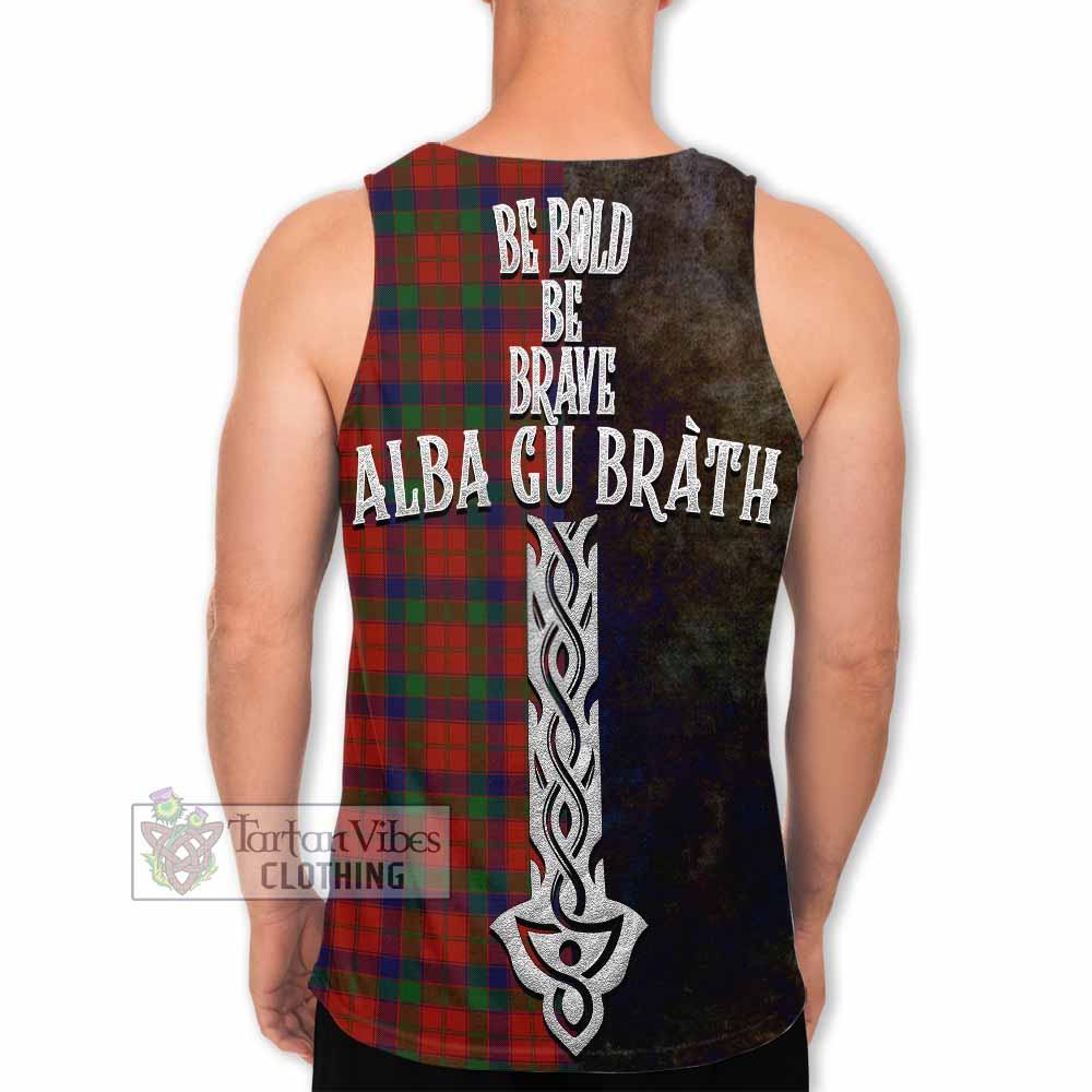 Tartan Vibes Clothing Robertson Tartan Family Crest Men's Tank Top Alba Gu Brath Be Brave Lion Ancient Style