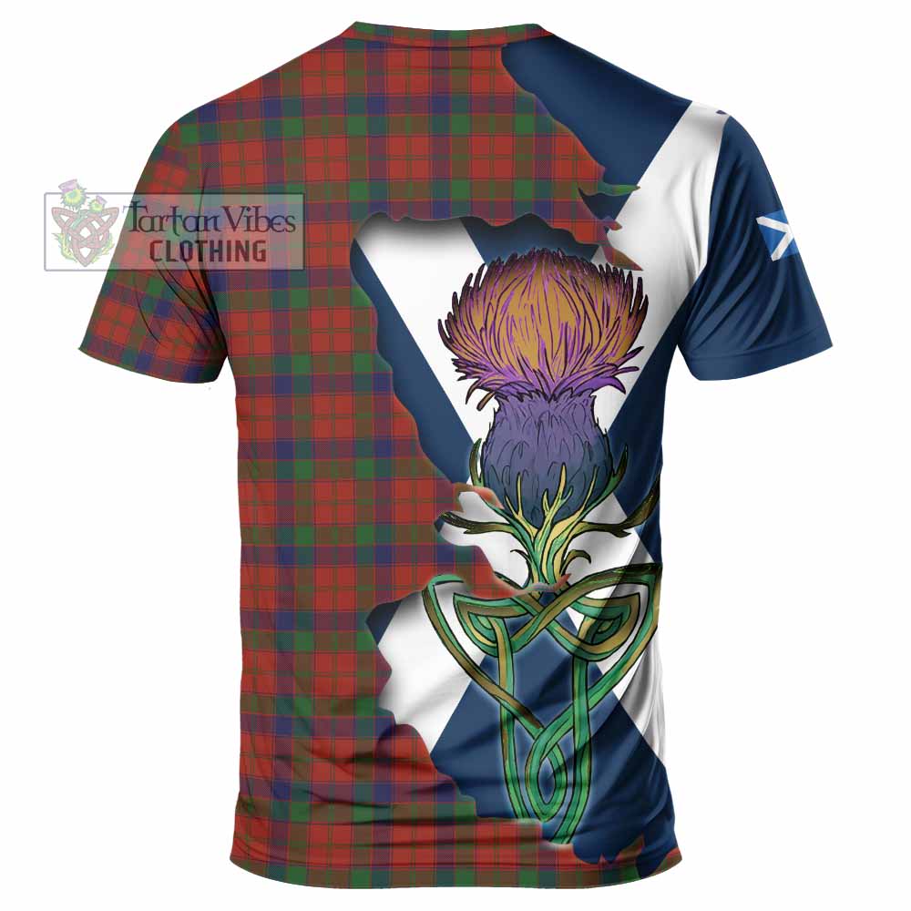 Tartan Vibes Clothing Robertson Tartan Family Crest T-Shirt Scottish Thistle Celtic Inspired
