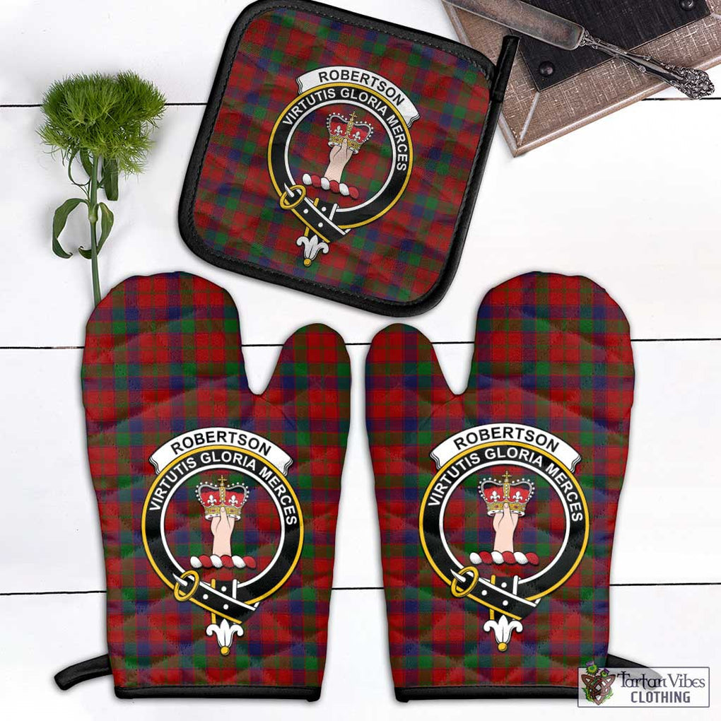Robertson Tartan Combo Oven Mitt & Pot-Holder with Family Crest Combo 1 Oven Mitt & 1 Pot-Holder Black - Tartan Vibes Clothing