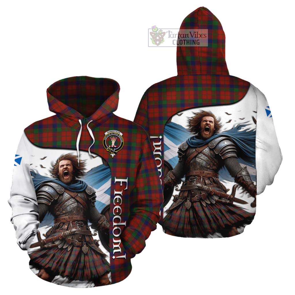 Tartan Vibes Clothing Robertson Crest Tartan Cotton Hoodie Inspired by the Freedom of Scottish Warrior
