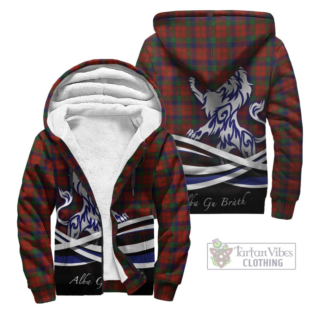Robertson Tartan Sherpa Hoodie with Alba Gu Brath Regal Lion Emblem Unisex - Tartanvibesclothing Shop