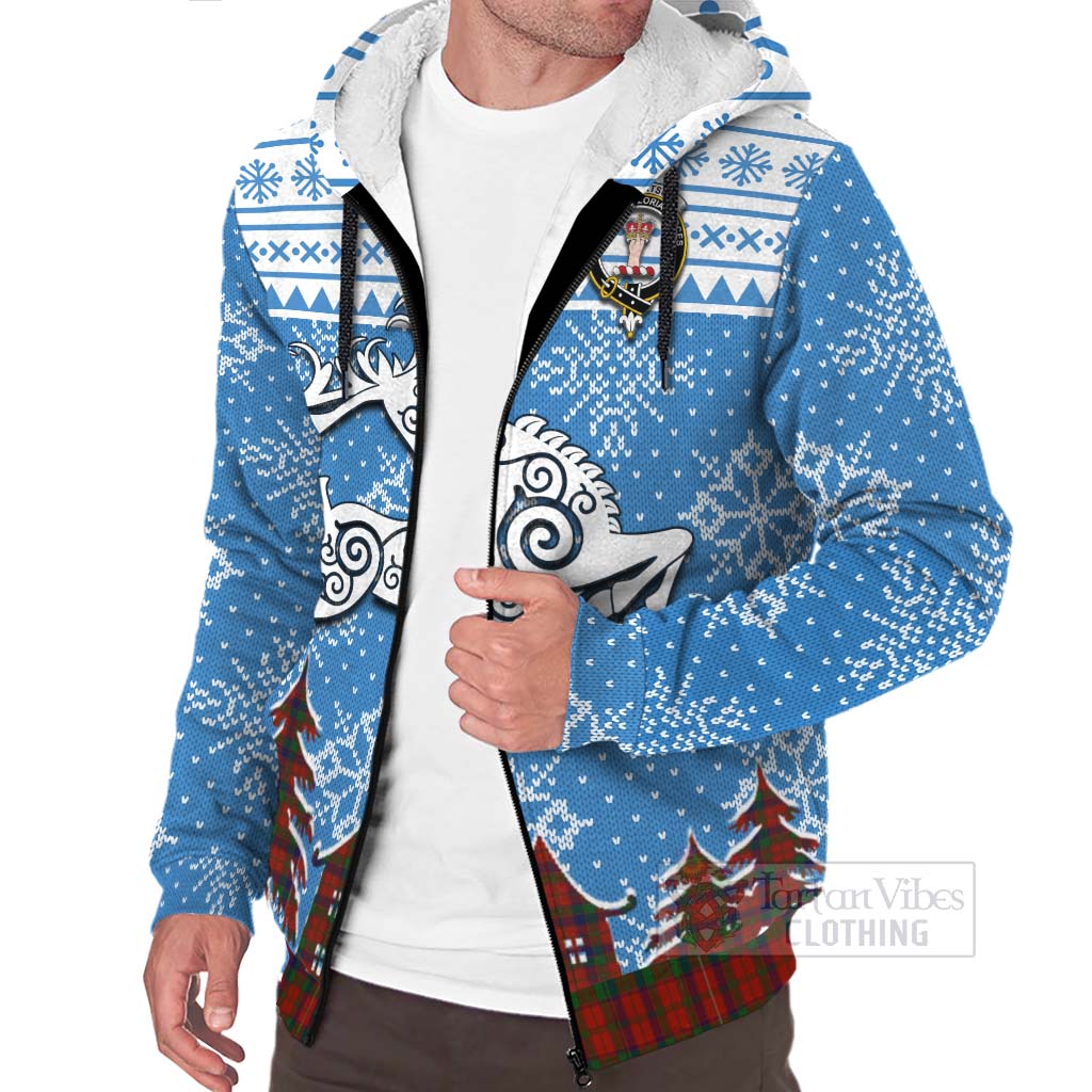 Tartan Vibes Clothing Robertson Clan Christmas Sherpa Hoodie Celtic Reindeer Style