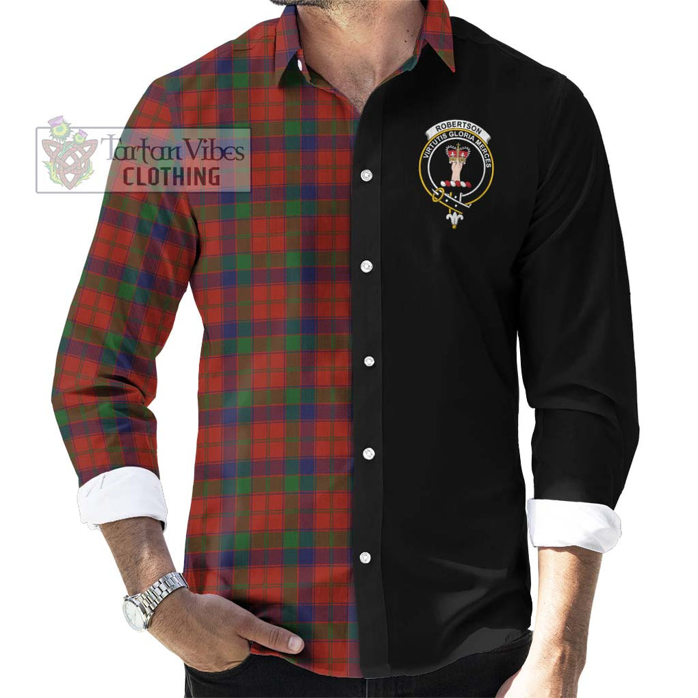 Robertson Tartan Long Sleeve Button Shirt with Family Crest and Half Of Me Style - Tartanvibesclothing Shop