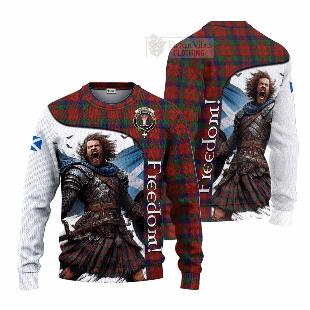Tartan Vibes Clothing Robertson Crest Tartan Knitted Sweater Inspired by the Freedom of Scottish Warrior