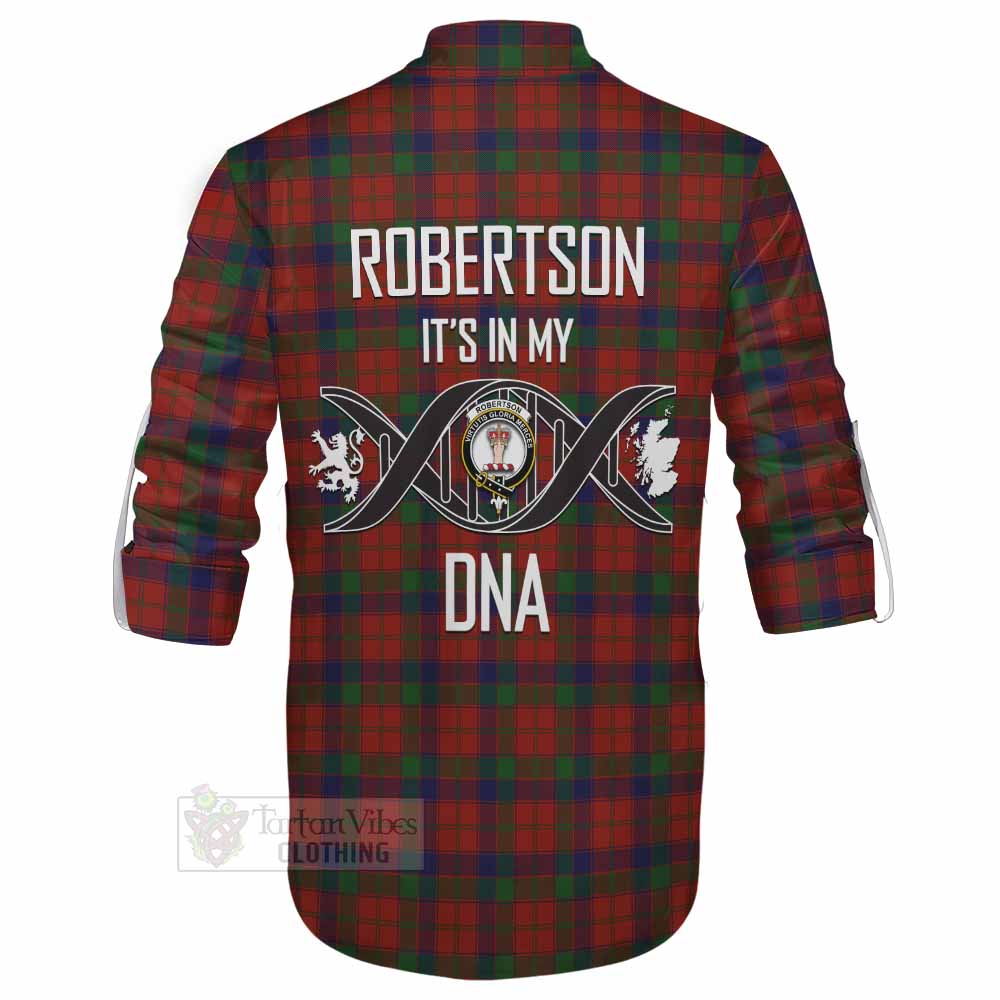 Tartan Vibes Clothing Robertson Tartan Ghillie Kilt Shirt with Family Crest DNA In Me Style