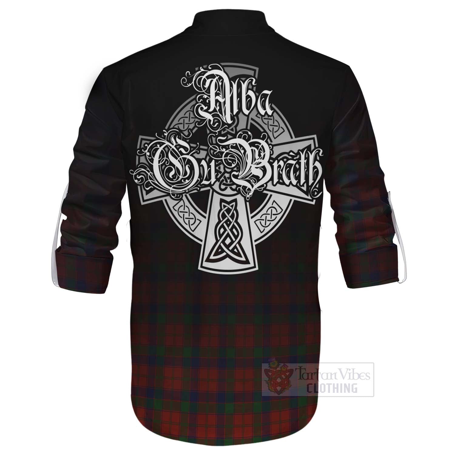 Tartan Vibes Clothing Robertson Tartan Ghillie Kilt Shirt Featuring Alba Gu Brath Family Crest Celtic Inspired