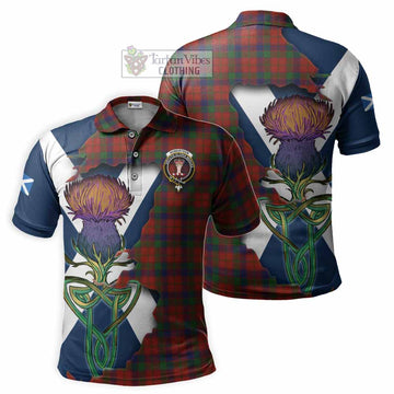 Robertson Tartan Family Crest Polo Shirt Scottish Thistle Celtic Inspired