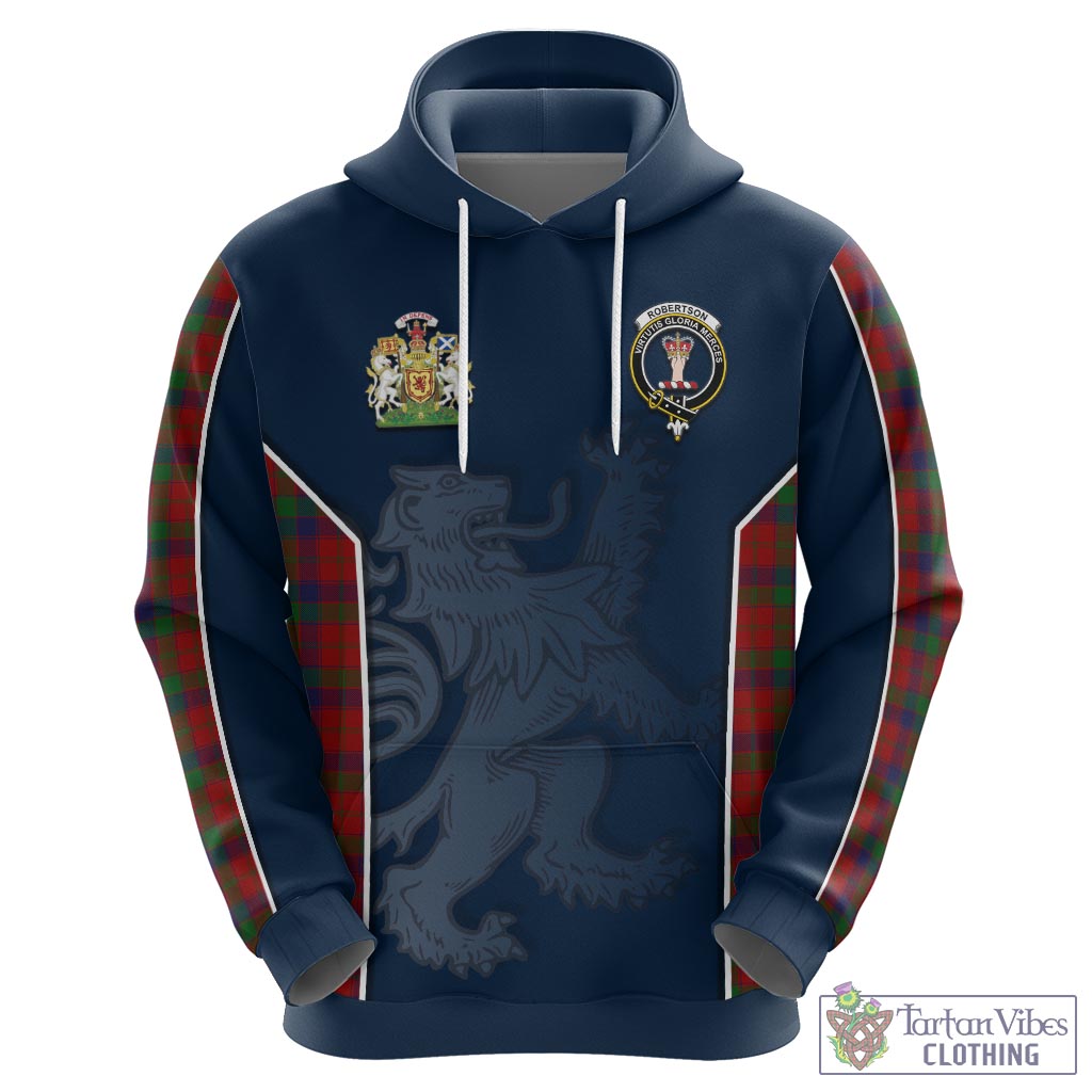 Tartan Vibes Clothing Robertson Tartan Hoodie with Family Crest and Lion Rampant Vibes Sport Style