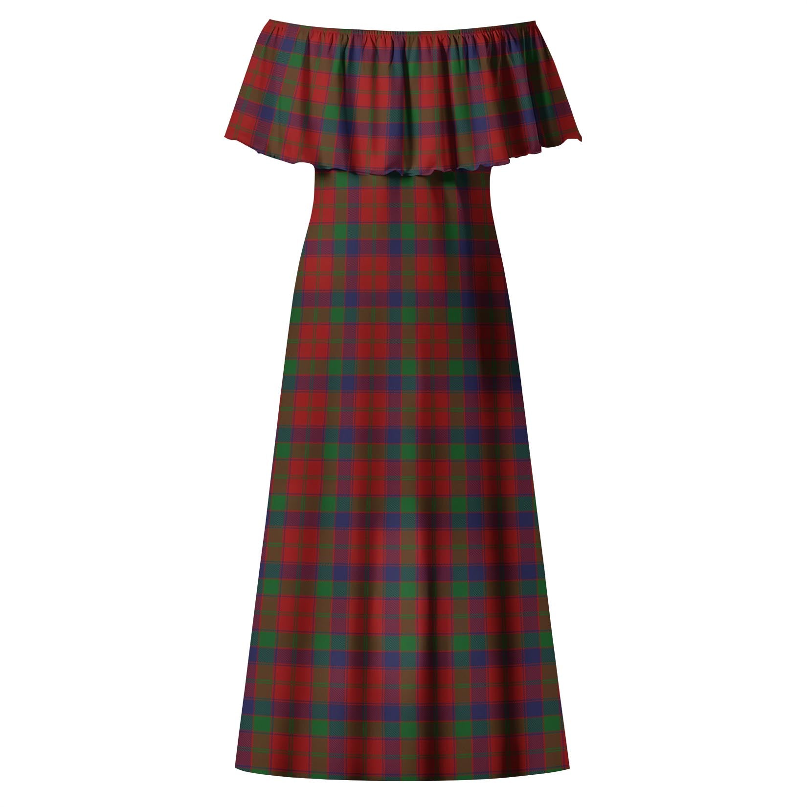 Robertson Tartan Off Shoulder Long Dress - Tartanvibesclothing
