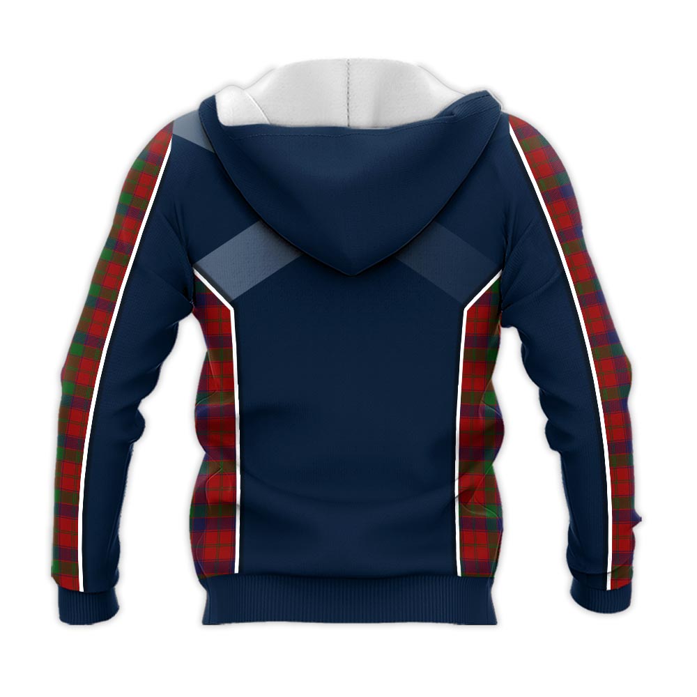 Tartan Vibes Clothing Robertson Tartan Knitted Hoodie with Family Crest and Scottish Thistle Vibes Sport Style