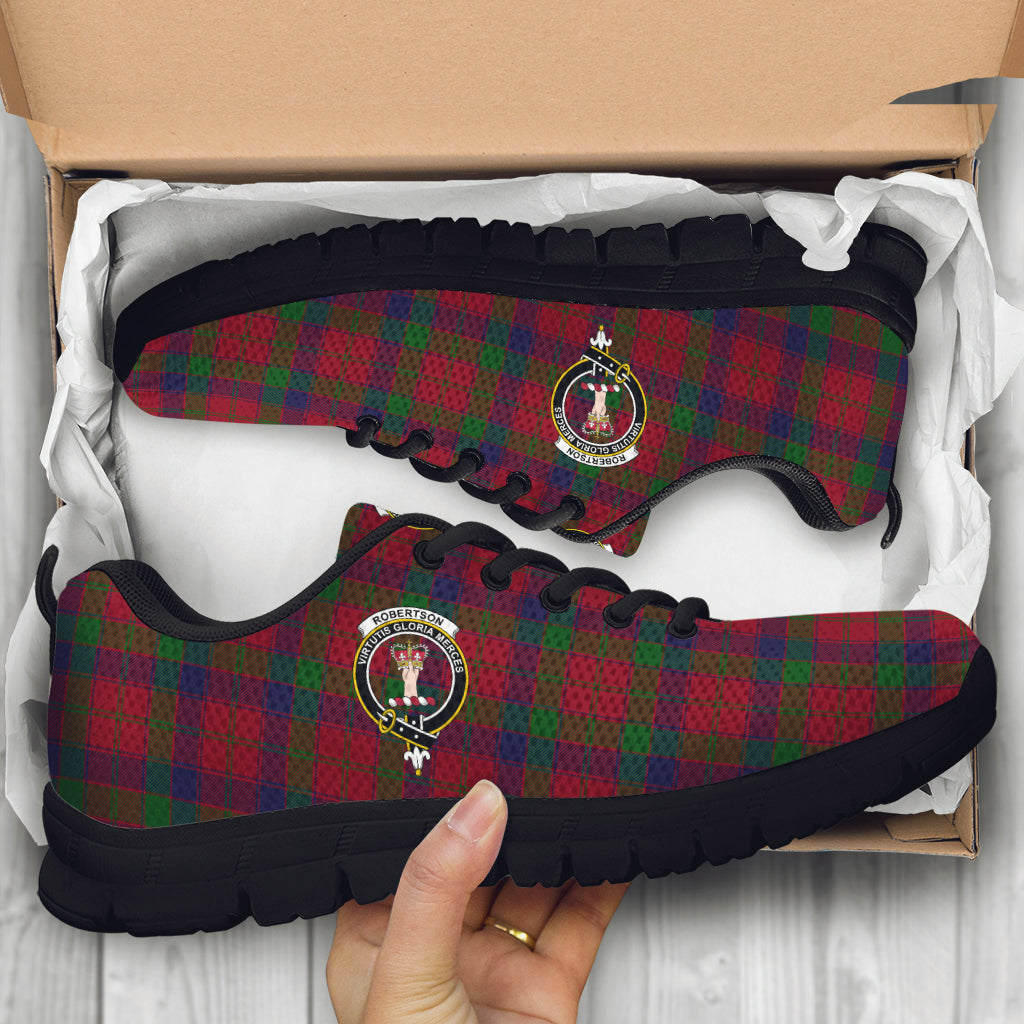 Robertson Tartan Sneakers with Family Crest - Tartan Vibes Clothing