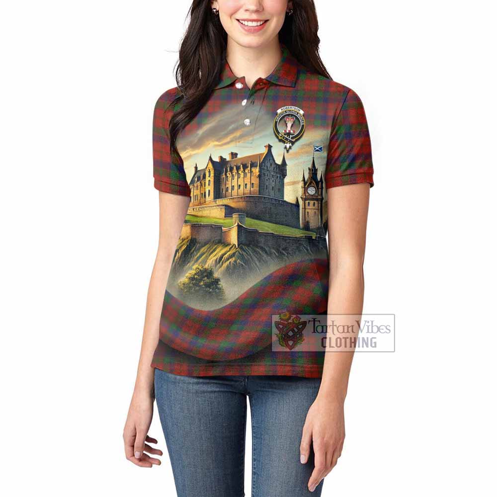 Tartan Vibes Clothing Robertson Tartan Family Crest Women's Polo Shirt with Scottish Ancient Castle Stype