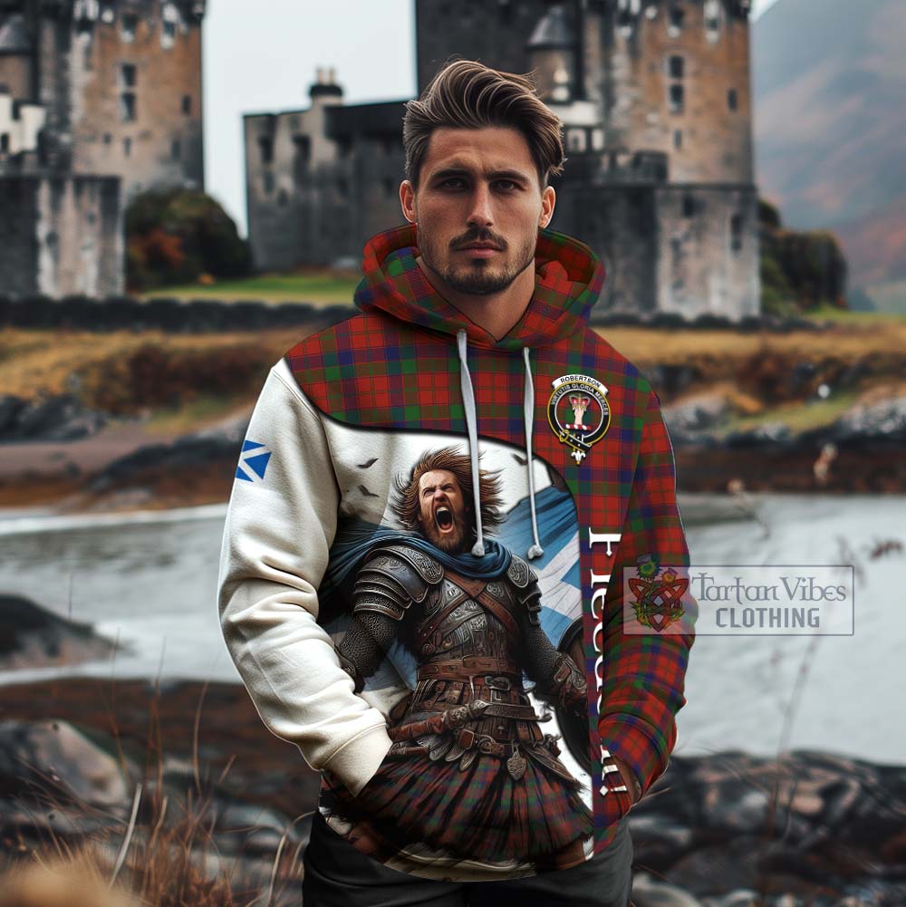 Tartan Vibes Clothing Robertson Crest Tartan Cotton Hoodie Inspired by the Freedom of Scottish Warrior