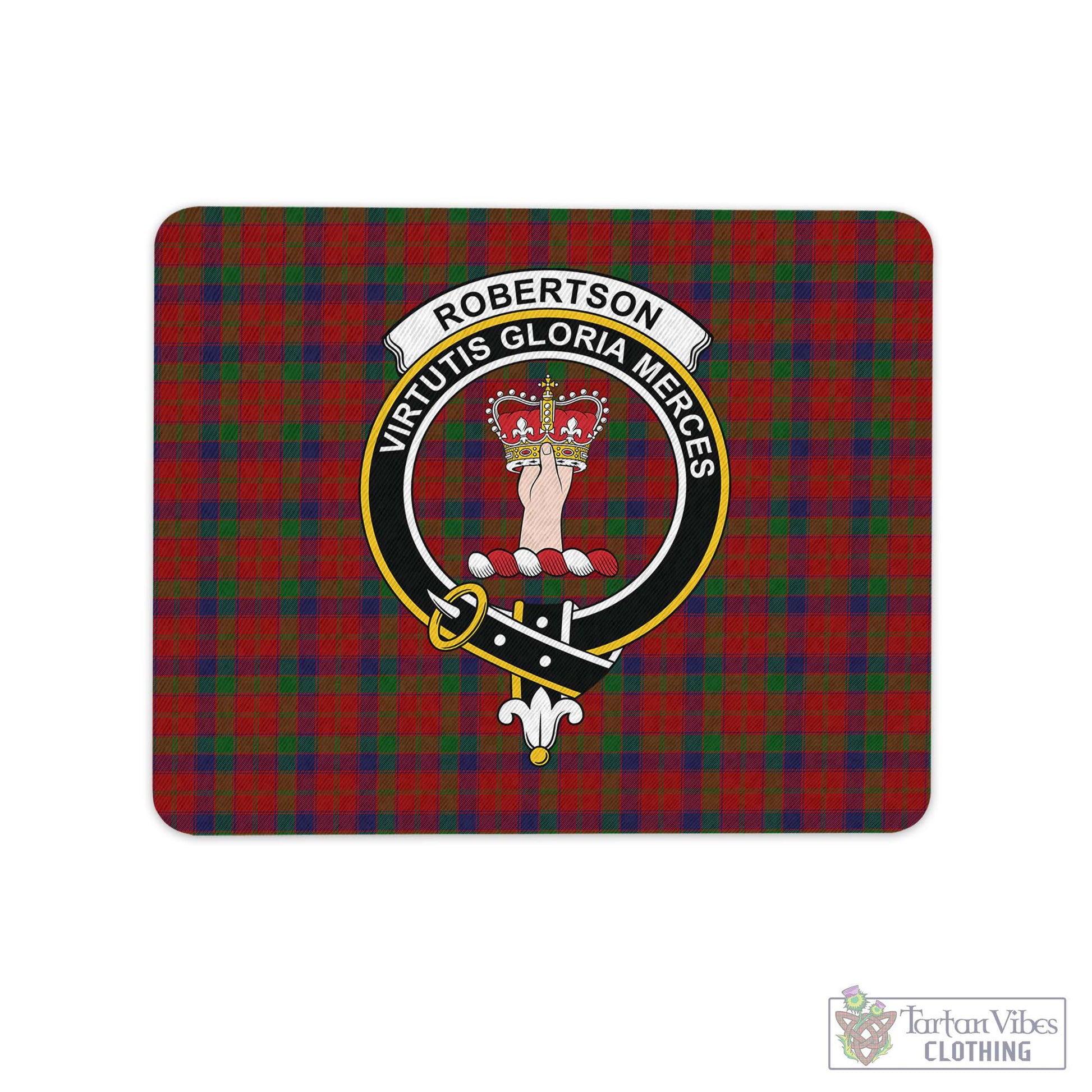 Tartan Vibes Clothing Robertson Tartan Mouse Pad with Family Crest