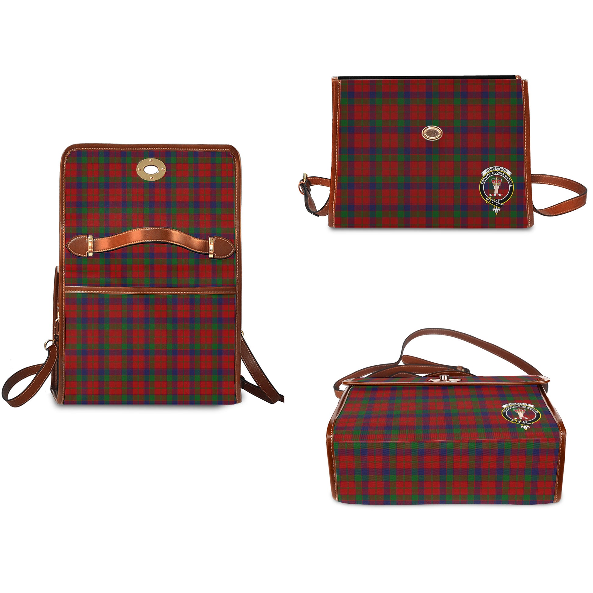 robertson-tartan-leather-strap-waterproof-canvas-bag-with-family-crest