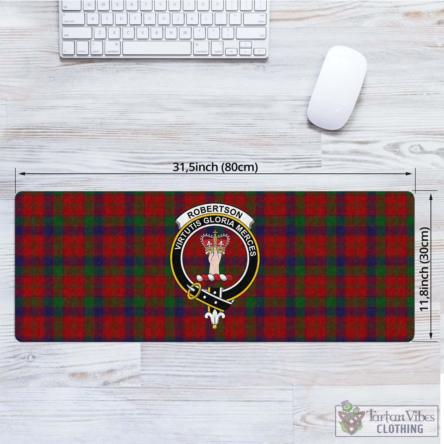 Tartan Vibes Clothing Robertson Tartan Mouse Pad with Family Crest
