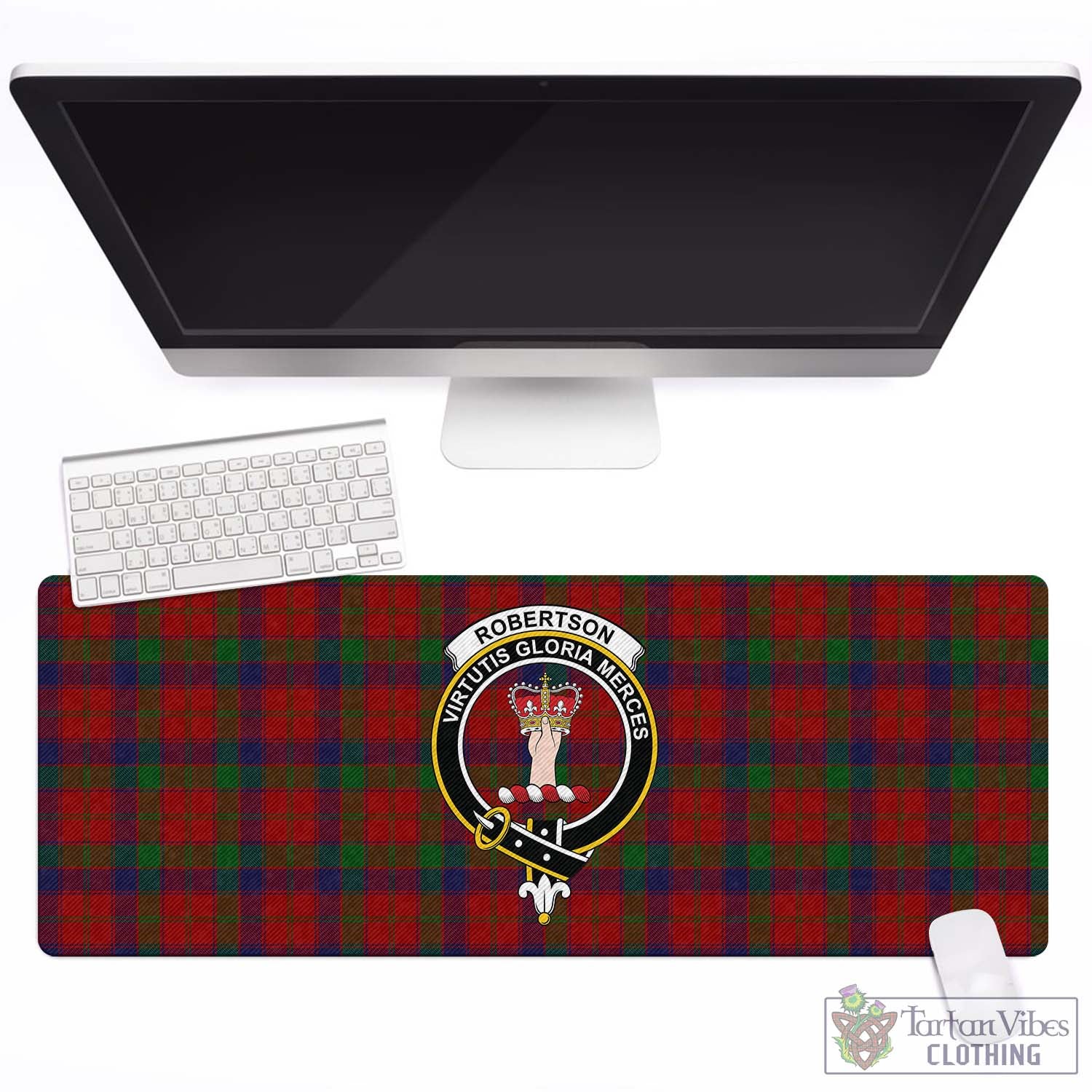 Tartan Vibes Clothing Robertson Tartan Mouse Pad with Family Crest
