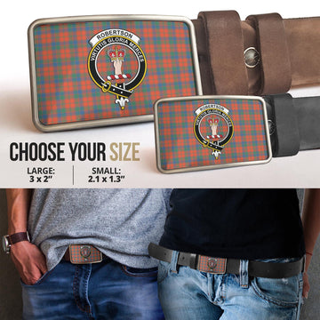 Robertson Ancient Tartan Belt Buckles with Family Crest