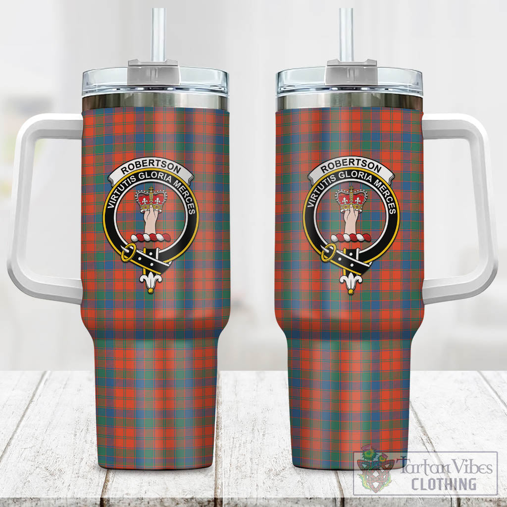 Tartan Vibes Clothing Robertson Ancient Tartan and Family Crest Tumbler with Handle