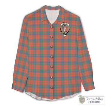Robertson Ancient Tartan Womens Casual Shirt with Family Crest