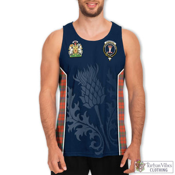 Robertson Ancient Tartan Men's Tanks Top with Family Crest and Scottish Thistle Vibes Sport Style